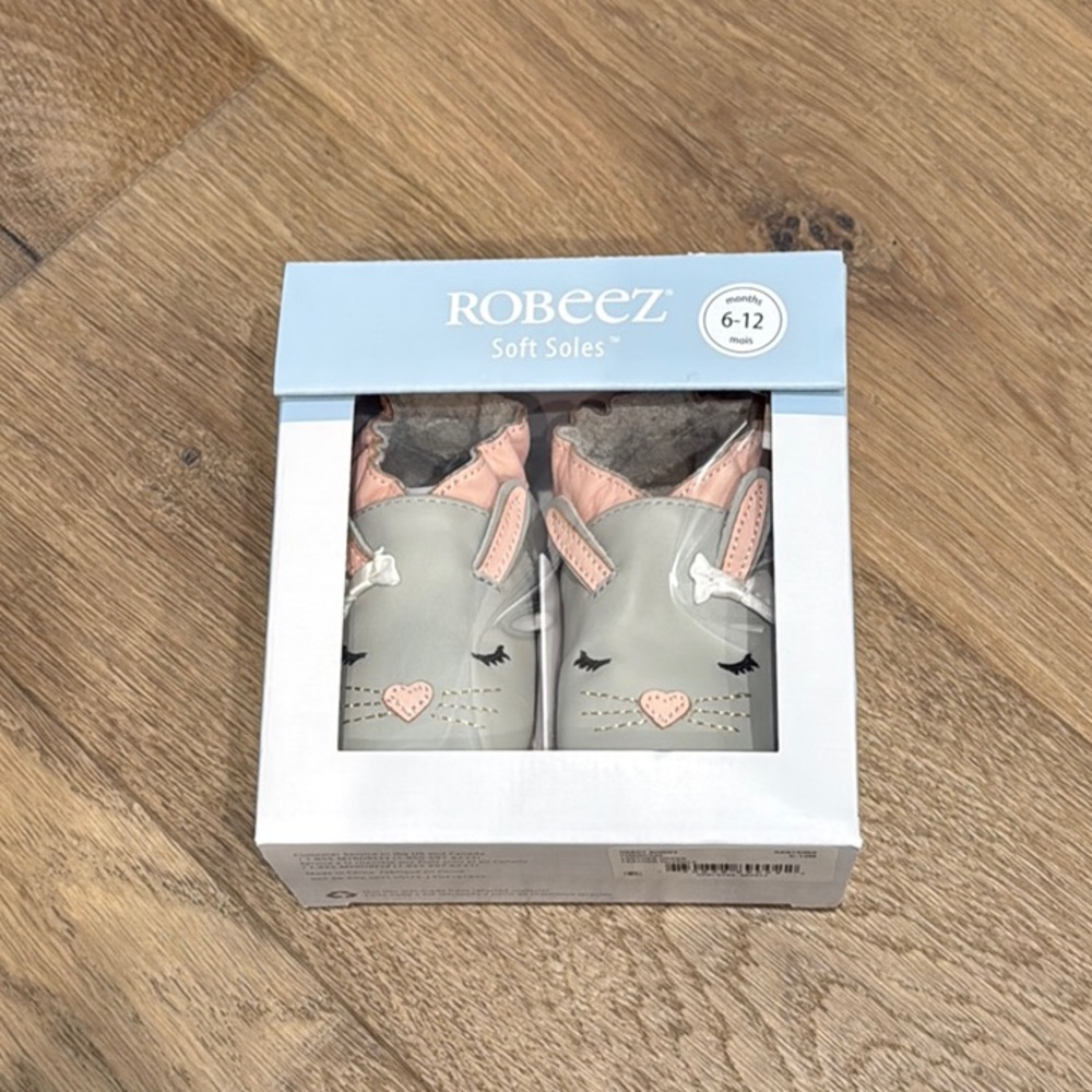 Robeez Baby Shoes with Pink and Gray Design